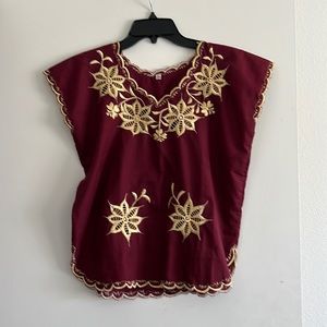 Handmade Mexican embroidery top small